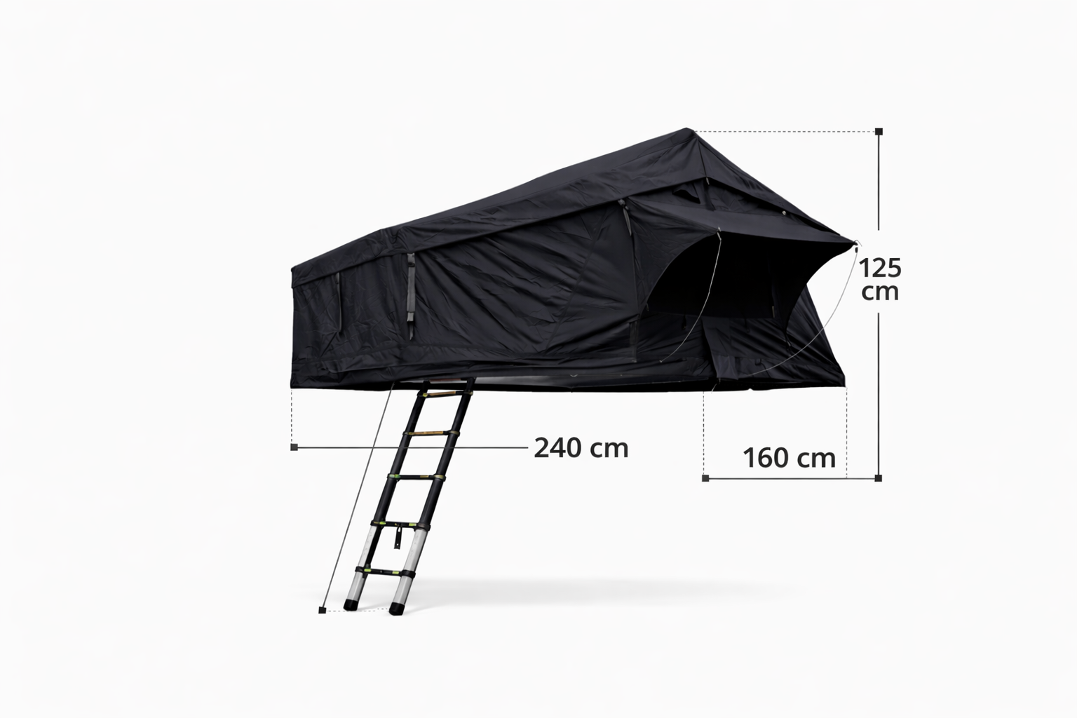 ROOFHEAVEN Daktent Deluxe 1.6 zwart